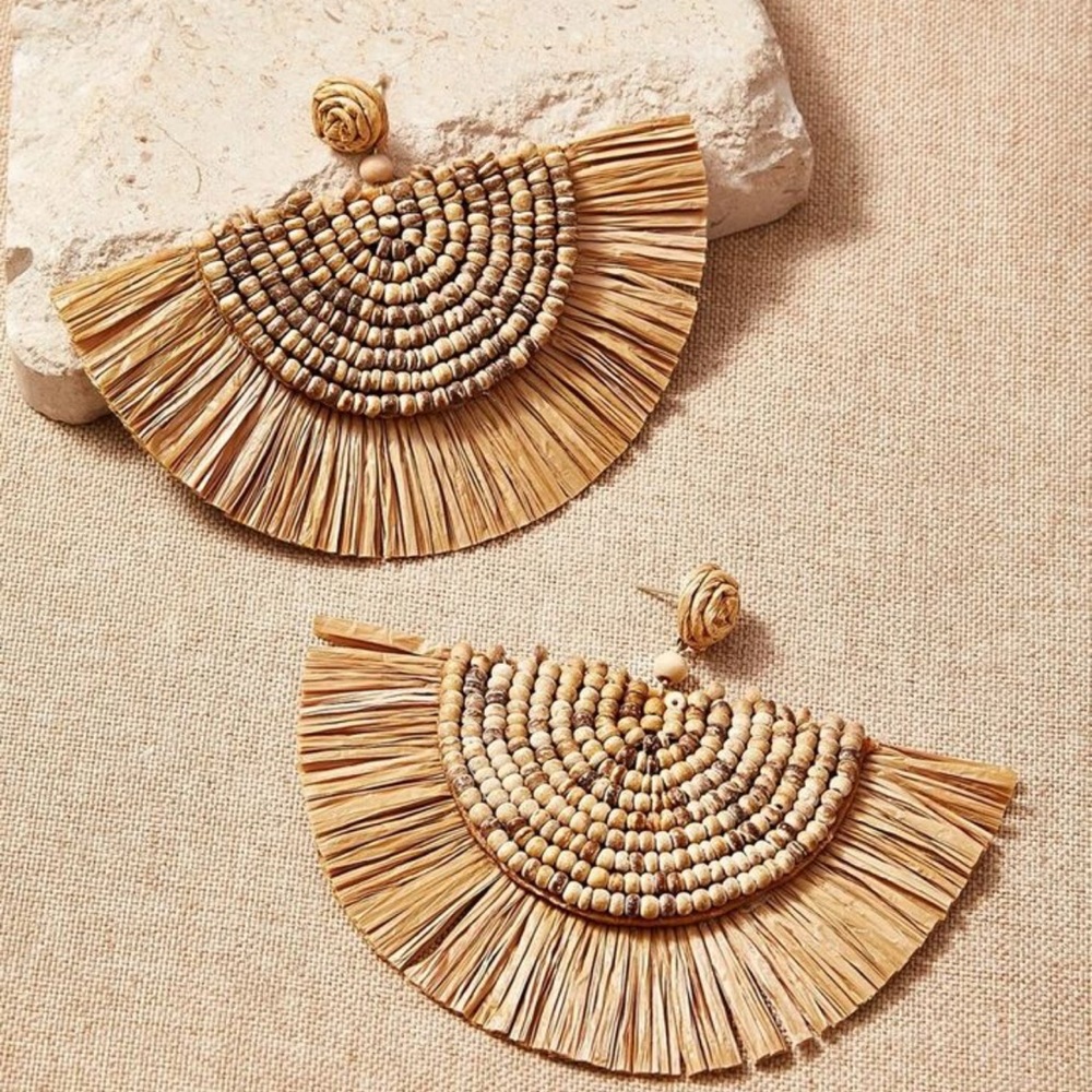 SHEIN Brown Fan Earrings